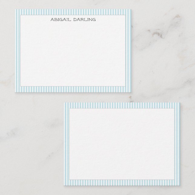 Nautical Blue Stripe Simple Modern Thin Border Card (Front/Back)