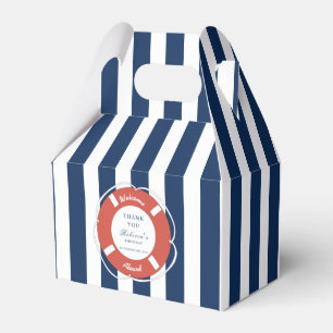Nautical Blue Striped Welcome Aboard Birthday Favour Box