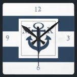 Nautical Blue Stripes and Anchor with Monogram<br><div class="desc">Bold navy blue and white stripes with anchor and monogram.  Personalise as preferred.</div>
