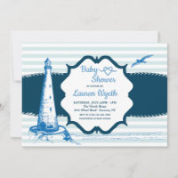 Nautical Blue Stripes Baby Shower