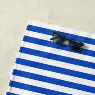 Nautical Blue Stripes Beach Towel