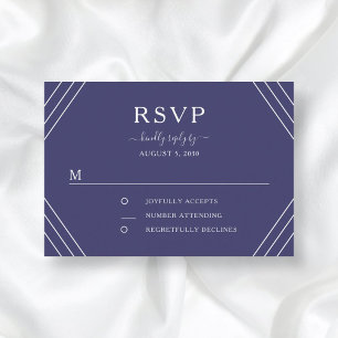 Nautical Blue Stripes Gold Anchor Wedding RSVP Card