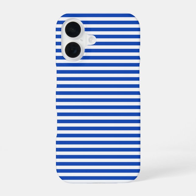 Nautical Blue Stripes iPhone 16 Case (Back)