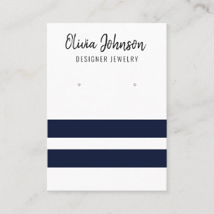 Nautical Blue Stripes Jewellery Earring Display Business Card