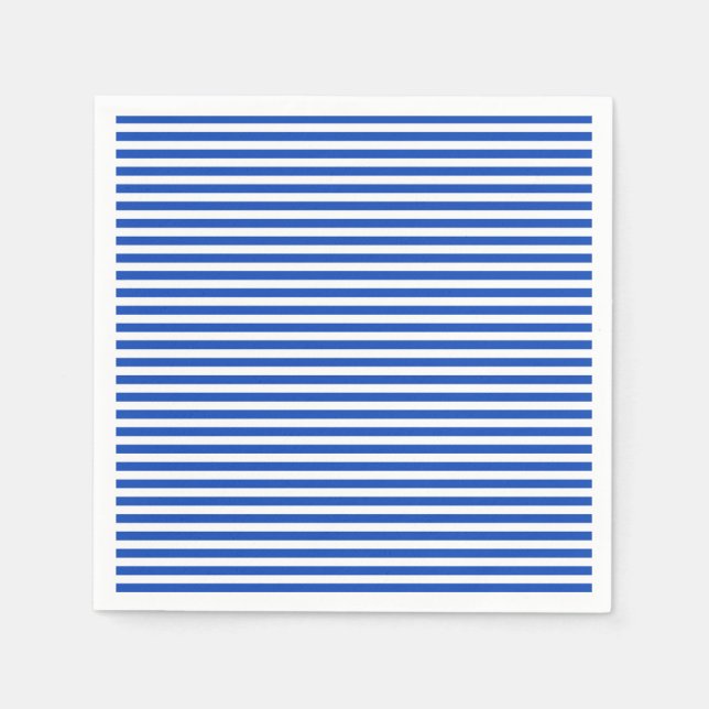 Nautical Blue Stripes Paper Napkin (Front)