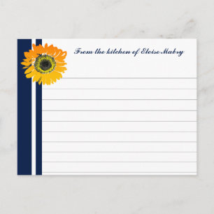 Nautical Blue Sunflower Personalised Recipe Cards