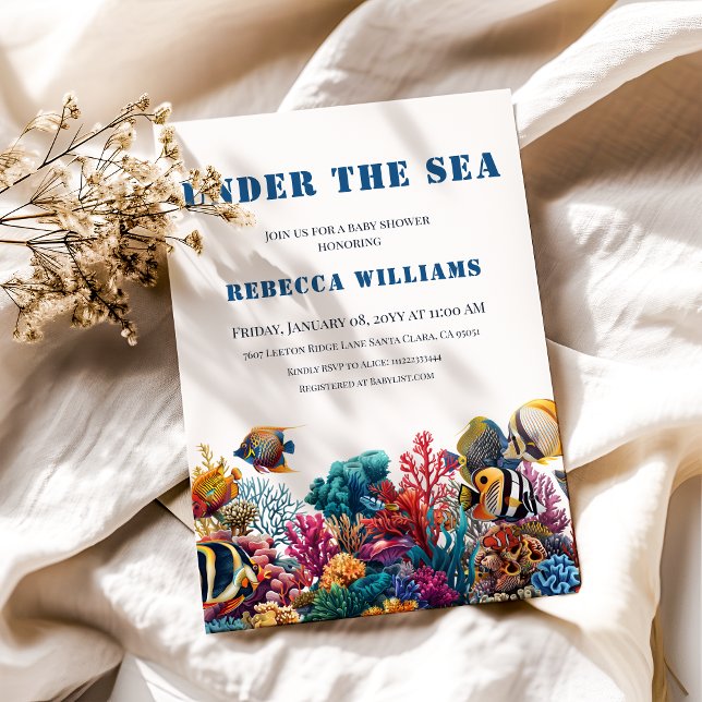 Nautical Blue Under the Sea Boy Baby Shower Invitation (Creator Uploaded)