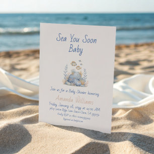 Nautical Blue Under The Sea You Soon Baby Shower Invitation