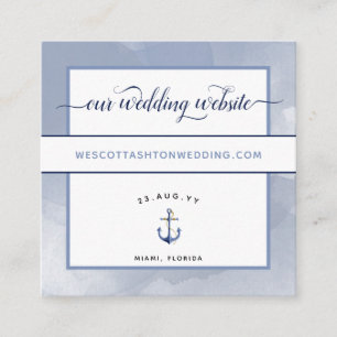 #Nautical Blue Watercolor Event Wedding Website Enclosure Card