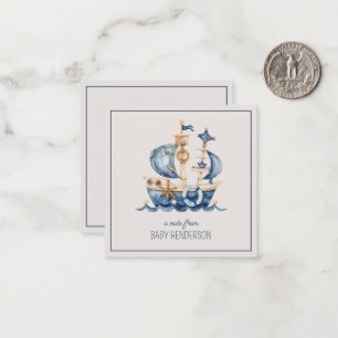 Nautical Blue Watercolor Ship Personalised Card