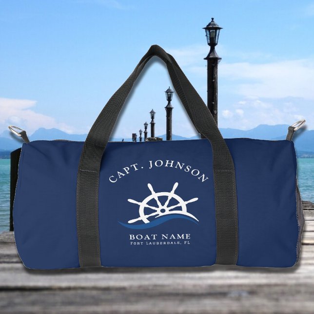 Nautical Blue Wave Navy Captain Ship Helm Boat Duffle Bag (Nautical Blue Wave Navy Captain Ship Helm Boat Duffle Bag)