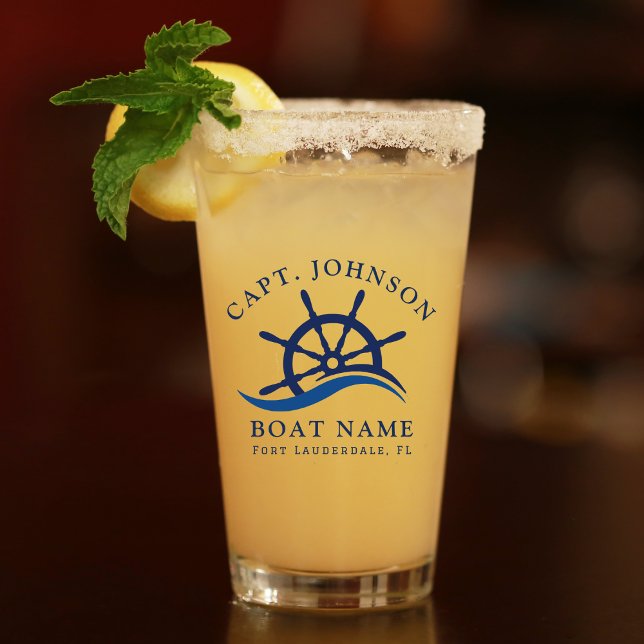 Nautical Blue Wave Navy Captain Ship Helm Boat Glass (Nautical Blue Wave Navy Captain Ship Helm Boat Glass)