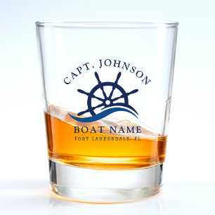 Nautical Blue Wave Navy Captain Ship Helm Boat Shot Glass