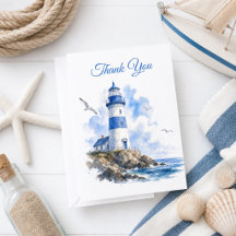 Nautical Blue White Lighthouse 