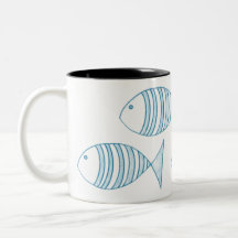 Nautical Blue White Stripe Fish