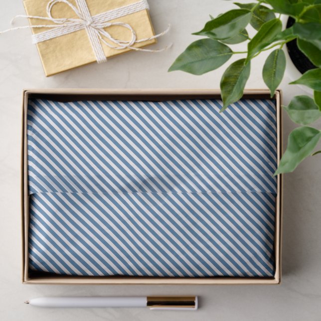 Nautical Blue White Stripes Tissue Paper (Gift)