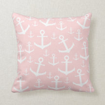 Nautical blush pink & white anchor pattern