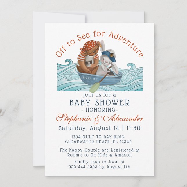 Nautical Boat Ahoy It's a Boy Baby Invitation (Front)