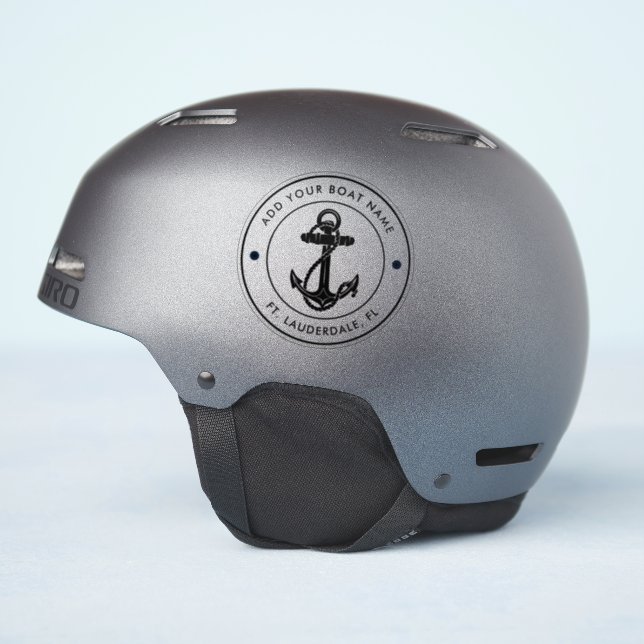 Nautical Boat Anchor and Name Boating Custom (Helmet Side)