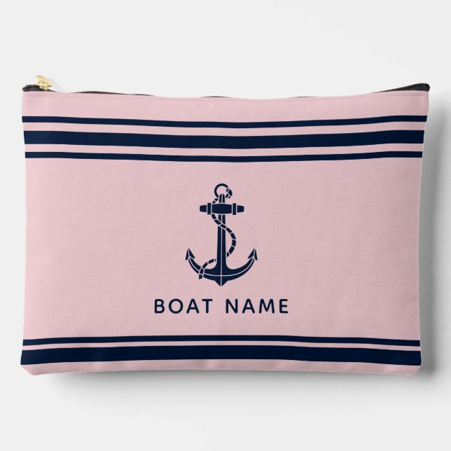Nautical Boat Anchor and Name Custom Accessory Pouch (Front)