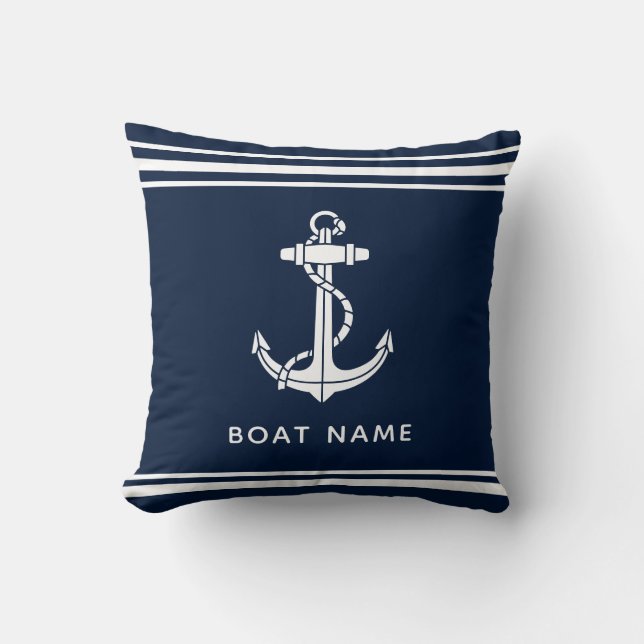 Nautical Boat Anchor and Name Custom Cushion (Front)