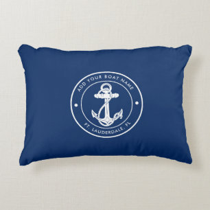 Nautical Boat Anchor and Name Custom Decorative Cushion