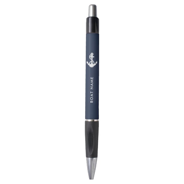Nautical Boat Anchor and Name Navy Blue (Front Vertical)