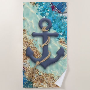 Nautical Boat Anchor Beach Towel