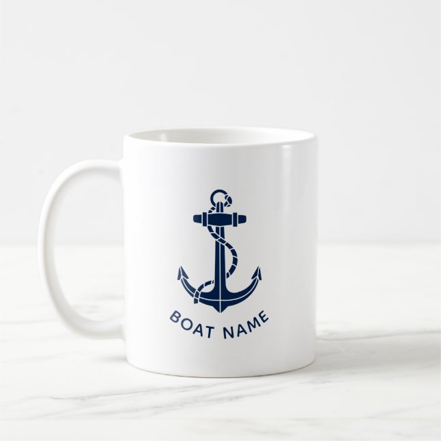 Nautical Boat Anchor Beach Trip Custom Coffee Mug (Left)
