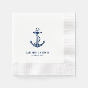 Nautical Boat Anchor Beach Wedding Personalised Napkin