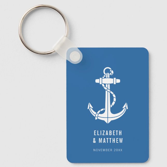 Nautical Boat Anchor Beach Wedding Swag Custom Key Ring (Front)
