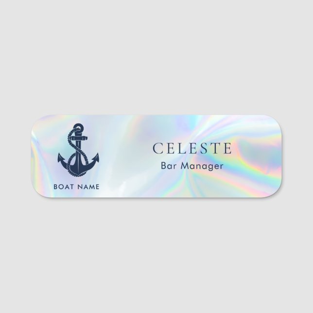 Nautical Boat Anchor Crew Custom Name Tag (Front)