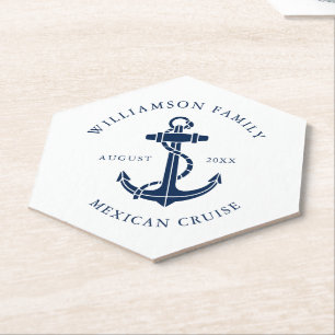 Nautical Boat Anchor Family Beach House Paper Coaster