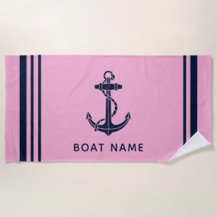 Nautical Boat Anchor Family Beat Trip Custom Beach Towel