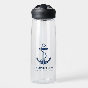 Nautical Boat Anchor Family Cruise Custom Water Bottle