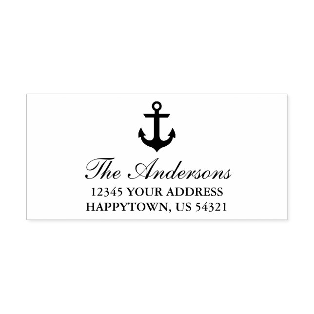 Nautical Boat Anchor Name Address Self-inking Stamp (Design)