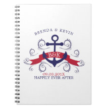 Nautical boat anchor navy-blue and red