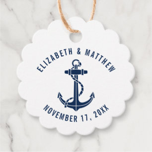 Nautical Boat Anchor Navy Blue Beach Wedding Favour Tags