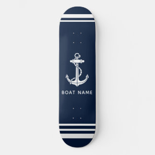 Nautical Boat Anchor Navy Blue Custom Skateboard