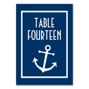 Nautical Boat Anchor Numbers (Dark Blue / White) Table Number