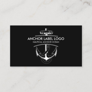 Nautical Boat Anchor Plain Black Business Card