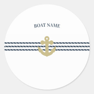 Nautical Boat Anchor,Rope Classic Round Sticker