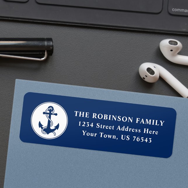Nautical Boat Anchor & Rope Navy Blue Address (Creator Uploaded)