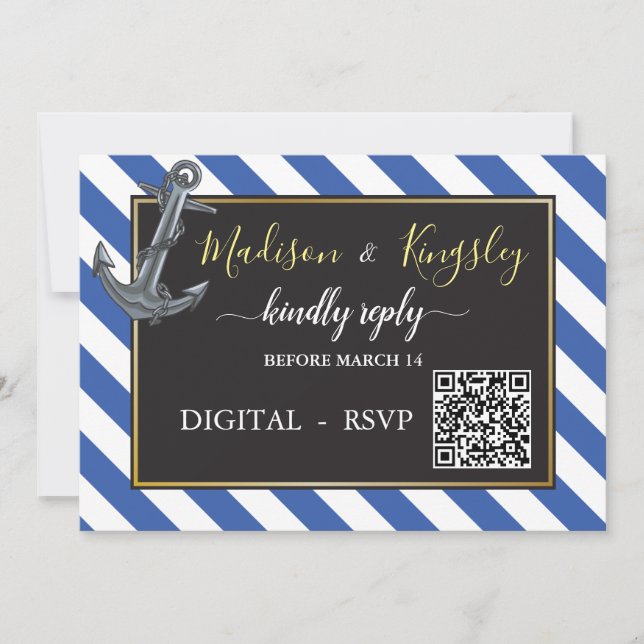 Nautical Boat Anchor Sailing Wedding DIGITAL RSVP Invitation (Front)