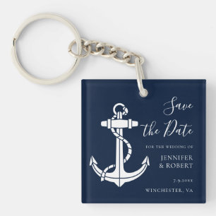 Nautical Boat Anchor Save the Date Wedding Key Ring