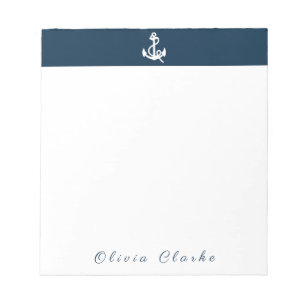 Nautical Boat Anchor Stylish Script Notepad
