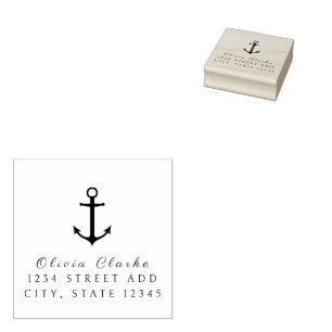 Nautical Boat Anchor  Stylish Script   Rubber Stamp