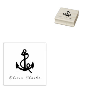 Nautical Boat Anchor  Stylish Script   Rubber Stamp
