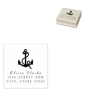 Nautical Boat Anchor  Stylish Script   Rubber Stamp