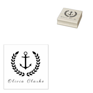 Nautical Boat Anchor  Stylish Script   Rubber Stamp